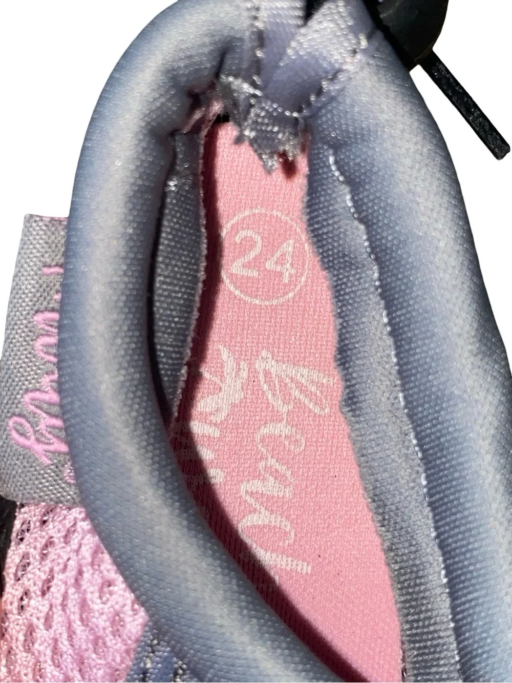 Beach Way Toddler Water Shoes Grey & Pink Mesh Slip-On Swim Booties Size 24M